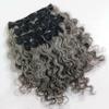 Gray Curly Hair Clip-in Extensions Real Human Hair Natural Undyed Hair 100g-120g Per set, Raw unprocessed Grey curly human hair clip-in extensions (14 Inches) view 1