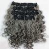 Gray Curly Hair Clip-in Extensions Real Human Hair Natural Undyed Hair 100g-120g Per set, Raw unprocessed Grey curly human hair clip-in extensions (14 Inches) view 2