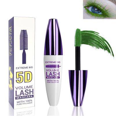 5D Green Mascara for Eyelashes-1Pcs Longlasting Waterproof Smudgeproof Colored Mascara Volume and Length,Curling Eye Lash rimel de pestaas,Christmas Makeup Gift for Women Girl