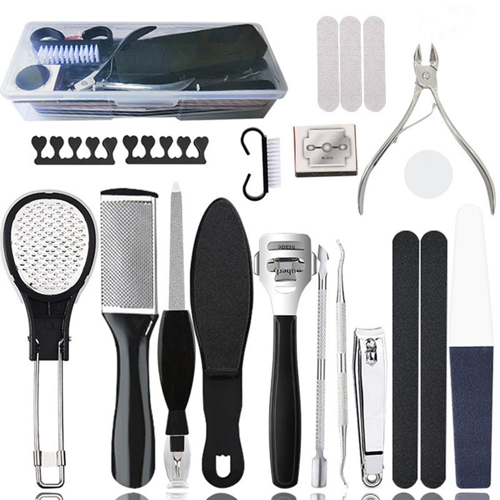 YIMART Pedicure Set Peeling and Exfoliating Calluses Foot Scrubbing Brush Stainless Steel Double-Sided Foot Care Pedal Stone (20 in 1)