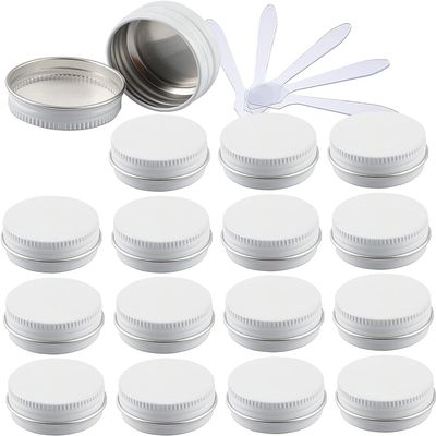 Travel Cosmetic Containers,Travel Bottles Pots,48 PC 10ml Blue Empty Round Aluminium Tins with Screw Lids Storage Jars Cosmetics Containers Pots with 6 Spatula (Color : Blue, Size : 15ml) (Color : Wh
