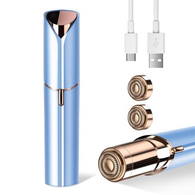 Facial Hair Remover for Women- as Seen on TV Painless Face Shaver -Mini Hair Remover, Electric Razor Shaver Portable Bikini Epilator for Lips, Chin, Armpit, Peach Fuzz, Fingers, Neck, Cheek(Blue)