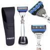 FREED Customized gifts Engraving Shaving Kit - Safety Razor with metal handle include razor base, razor travel case and 5 Razor Blade Refills,it's the best gift for men (Silver) view 1