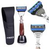 FREED Customized gifts Engraving Shaving Kit - Safety Razor with metal handle include razor base, razor travel case and 5 Razor Blade Refills,it's the best gift for men (Purple-Brown) view 1