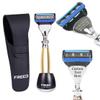 FREED Customized gifts Engraving Shaving Kit - Safety Razor with metal handle include razor base, razor travel case and 5 Razor Blade Refills,it's the best gift for men (Gold) view 1