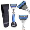 FREED Customized gifts Engraving Shaving Kit - Safety Razor with metal handle include razor base, razor travel case and 5 Razor Blade Refills,it's the best gift for men (Metallic Cobalt Blue) view 1