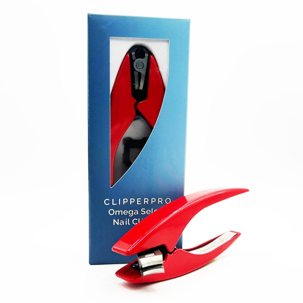 ClipperPro Omega Fingernail Clipper - Ergonomic Large Nail Clippers for Women & Men | Heavy-Duty Nail Cutters | Fingernail Clippers with 180 Swivel Head (Fire Red Edition)