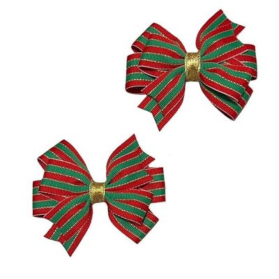 Christmas Stripes Toddler Hair Bow Set