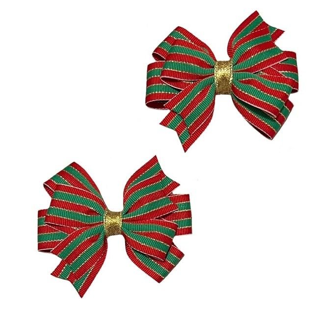 Christmas Stripes Toddler Hair Bow Set