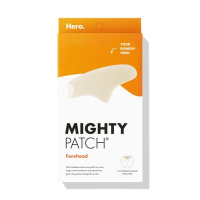 Hero Cosmetics Mighty Patch Forehead Patch - Hydrocolloid Acne Pimple Patch, Contoured to Cover Larger Area of Zits and Blemishes - Drug-Free and Suitable for Sensitive Skin (5 Count)
