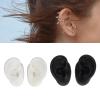 3D Silicone Ear Model, 2 Pair Ear Piercing Kit, Ear Simulated Fake Model Practice Tool Body Piercing Practice Model for Piercing Practice Teaching Jewelry Display (Black and White) view 3