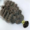 50g/50strands Indian Raw Unprocessed Gray Curly Hair Keratin I-Tip, Flat-Tip, U-Tip,V-Tip Extensions, Fusion keratin tip real human hair extensions grey. (16 Inches) view 1