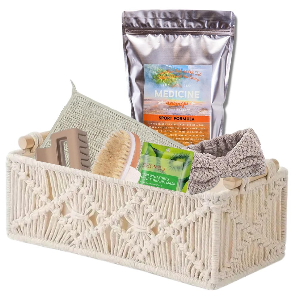 Medicine Springs Bath Tub Mineral Therapy Dead Sea Minerals hot Spring Soaking Collection Sport Formula Bath (2 Soaks) (Gift Basket w/Bathtub)