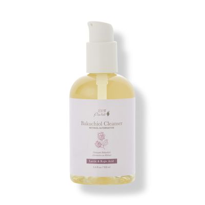 100% PURE Bakuchiol Face Cleanser Plant-Based Retinol Alternative Anti Aging Face Wash Gentle Kojic Acid & Licorice Daily Skincare Boost - Fresh Foam Facial Cleansing for Women & Men - 3.4 fl oz