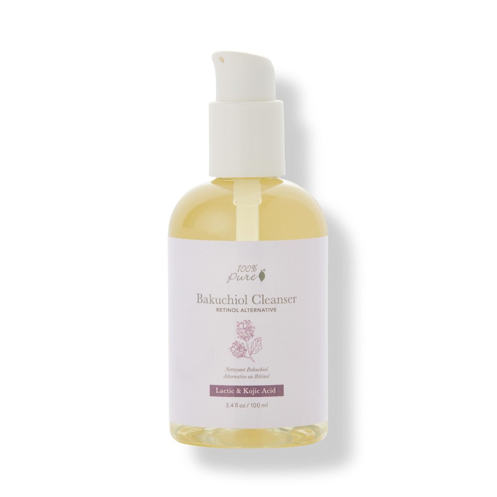 100% PURE Bakuchiol Face Cleanser Plant-Based Retinol Alternative Anti Aging Face Wash Gentle Kojic Acid & Licorice Daily Skincare Boost - Fresh Foam Facial Cleansing for Women & Men - 3.4 fl oz