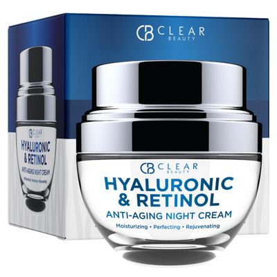 Clear Beauty Hyaluronic Acid & Retinol Face Moisturizer Night Cream  Dermatologist Tested, Deep Hydration, Firming & Smoothing  Anti Aging Korean Skin Care, Vegan, Clean Beauty  1.69 Fl Oz