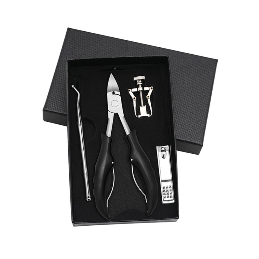 17PCS Pedicure Set kit Ingrown Toenail Trimmer Nail Clippers Cuticle Cutter Pedicure Plier Pedicure Tool,4pcs Set Black