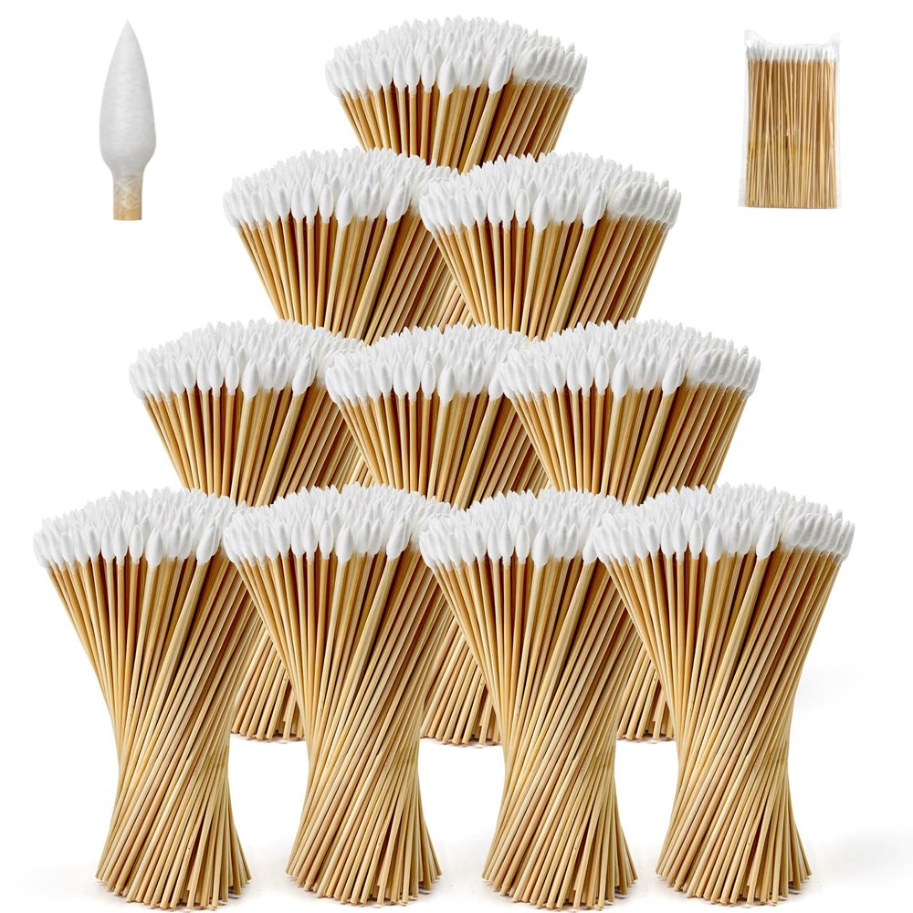 1000 PCS 6-Inch Precision Gun Cleaning Swabs - Lint-Free Bamboo-Handle Cotton Swabs for Gun Cleaning, Makeup & Electronics