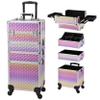 Yueieoun Makeup Case on Wheels, Rolling Train Case, 4-in-1 Makeup Trolley, Cosmetic Cases Makeup Travel Cart with Key for MUA, Hairstylists, Nail Tech, Gradient Purpple view 1