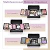 Yueieoun Makeup Case on Wheels, Rolling Train Case, 4-in-1 Makeup Trolley, Cosmetic Cases Makeup Travel Cart with Key for MUA, Hairstylists, Nail Tech, Gradient Purpple view 4