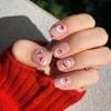 Christmas Press on Nails Short Square Cute Fake Nails with Santa Claus Designs Nude Pink Full Cover Stick on Nails Xmas False Nails for Women and Girls 24 Pcs Artificial Nails view 1