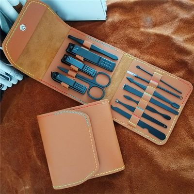 12PCS Nail Clipper Set Stainless Steel Nail Clippers Portable Nail Clippers Kit Nail Art Tools,brown 12PCS