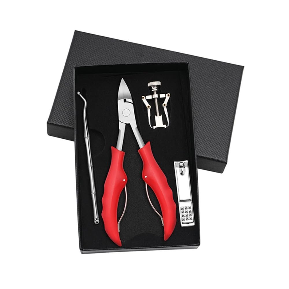17PCS Pedicure Set kit Ingrown Toenail Trimmer Nail Clippers Cuticle Cutter Pedicure Plier Pedicure Tool,4pcs set red