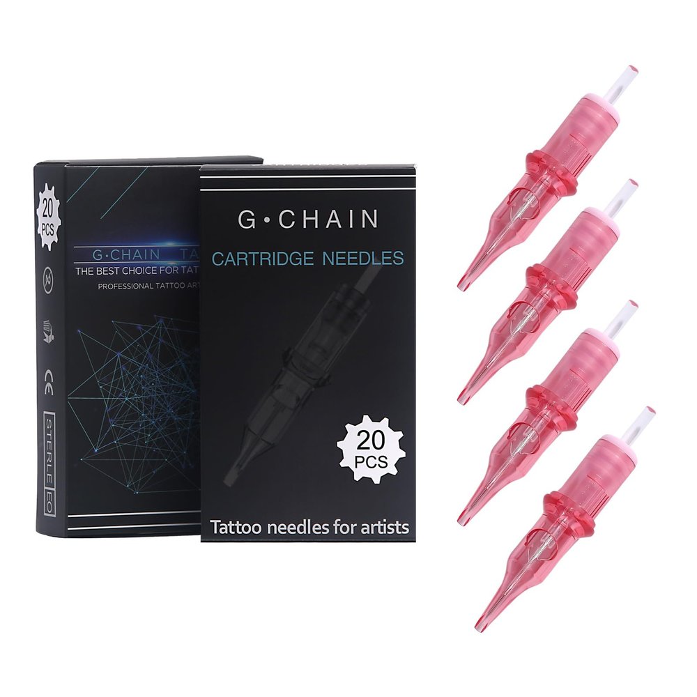 G.CHAIN 20Pcs Disposable Boxed Tattoo Needles, Standard 0.35mm For Boxed Tattoo Pen Machine. (Red-1205RM)