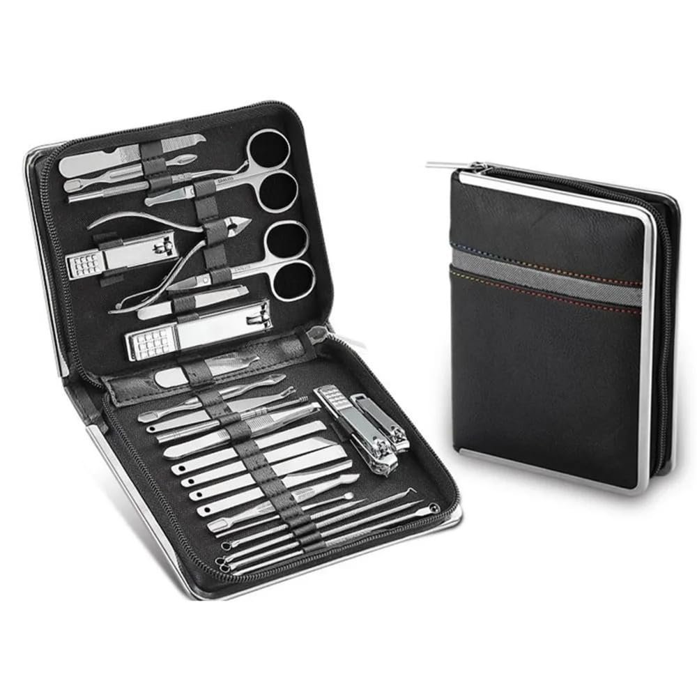 26 pcs Manicure Set Decoration Foot Tool And Nail Clipper Stainless Steel Nail Clipper Set,Black