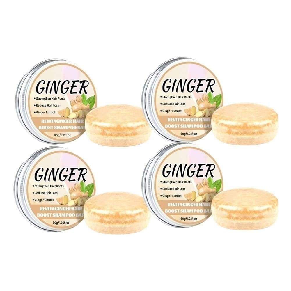 Ginger Hair Boost Shampoo Bar,Natural Organic Ginger Shampoo Soap, Shampoo Bars For Hair Growth, Promotes Hair Growth Bar,Keep Your Scalp Healthy (Color : 4Count (Pack of 4))