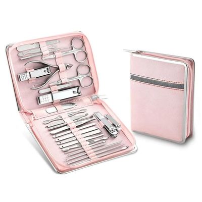 26 pcs Manicure Set Decoration Foot Tool And Nail Clipper Stainless Steel Nail Clipper Set,Pink