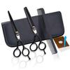 6 inch Professional Black Hair Cutting Scissors Set Barber Scissors Blue Gemstone Screw 7 pcs for Stylist, Hairdresser, Men, Women, Kids at Salon Barber view 1