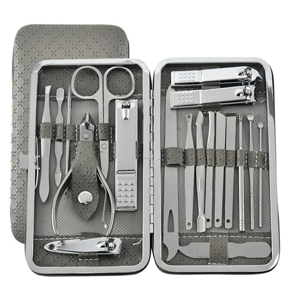 19 Pcs/Set Beauty Nail Manicure Pedicure Scissors Care Set Manicure Set Nail Clippers Tool Complete Box Nail Art,1