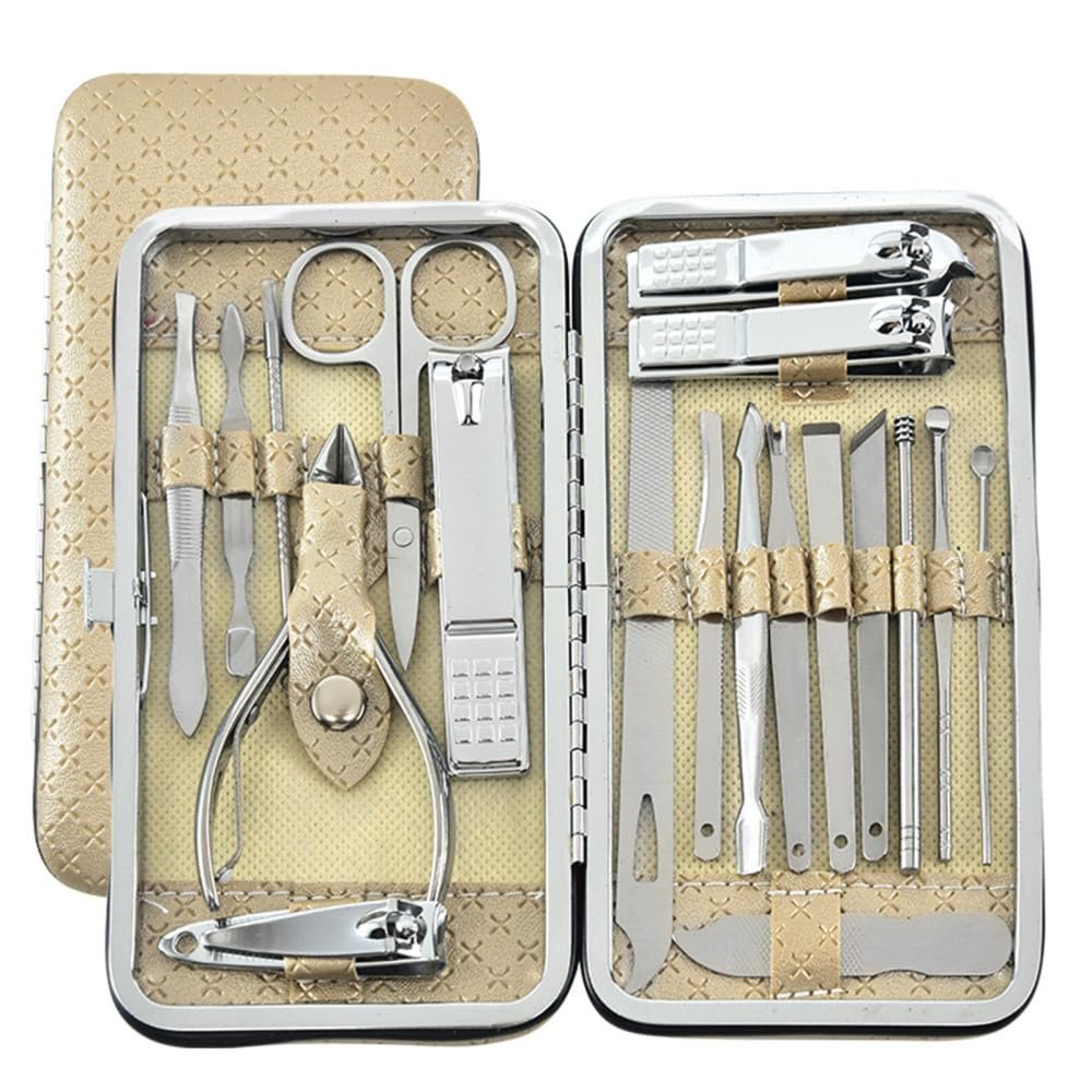 19pcs/Set Pruning Nail Clippers Cutting Pliers Set Single Nail Groove Pedicure Clipper Tool Home Tool,Yellow