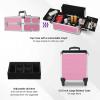 4 in 1 Rolling Makeup Train Case, Aluminum Cosmetic Case Rolling Makeup Case, Large Storage Cosmetic Trolley Makeup Travel Organizer Large Trolley Makeup Travel Case Salon Barber Case Traveling Cart view 3