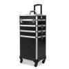4 in 1 Rolling Makeup Train Case, Aluminum Cosmetic Case Rolling Makeup Case, Large Storage Cosmetic Trolley Makeup Travel Organizer Large Trolley Makeup Travel Case Salon Barber Case Traveling Cart view 1