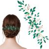 Aswewamt Green Emerald Crystal Hairband - Hair Accessory for Women, Green Leaf Headpiece for Bride, Bridesmaid, Wedding, Party, Prom, Dance, Gift view 1