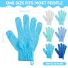Cuffbow 90 Pcs 45 Pairs Exfoliating Double Sided Bath Gloves with Hanging Loop Colorful Body Shower Gloves for Men Women Beauty Spa Massage Shower Clean Skin Bathing Scrubber Accessories(Blue) view 2