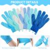 Cuffbow 90 Pcs 45 Pairs Exfoliating Double Sided Bath Gloves with Hanging Loop Colorful Body Shower Gloves for Men Women Beauty Spa Massage Shower Clean Skin Bathing Scrubber Accessories(Blue) view 3