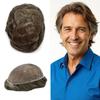 Hair System For Men European Human Hair Piece Full French Lace Mens Toupee Natural Hairline Breathable Hairpieces For Men Prosthesis Hair Patch Units Implant 8"x10" #420 Medium Brown Mixed 20% Gray view 1