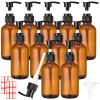 Tanlade 12 Pcs Glass Pump Bottle Dispenser 4 oz Travel Bottles with Pump Refillable Glass Containers for Toiletries Lotion Liquid Soap Shampoo Essential Oils Cosmetic Travel Accessories(Amber) view 1