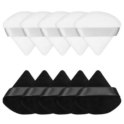 10-Piece Triangle Makeup Puff Set for Face - Soft Body Cosmetic Foundation Powder Puff for Loose Powder - Wet and Dry Makeup Application Tool