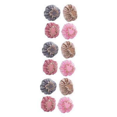 balacoo 12pcs Double-layer Bathing Cap Reusable Shower Cap for Women Hair Salon for Styling
