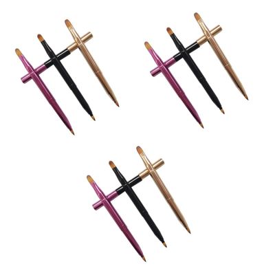 balacoo 9pcs Retractable Dual Ended Lip Brush Flexible Makeup Applicators for Lip Gloss Concealer Eyeshadow Golden Purple Black