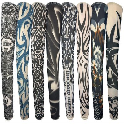 iToolai Temporary Tattoo Sleeves for Men, 8 pcs Set UV Protection Cooling Tattoo Arm Sleeves Slip on(Tribal Designs)