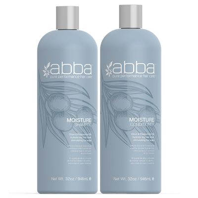 ABBA - Pure Moisture Shampoo & Conditioner Hydrating & Nourishing Value Duo Set Olive Butter & Peppermint Oil, 32 fl oz Each