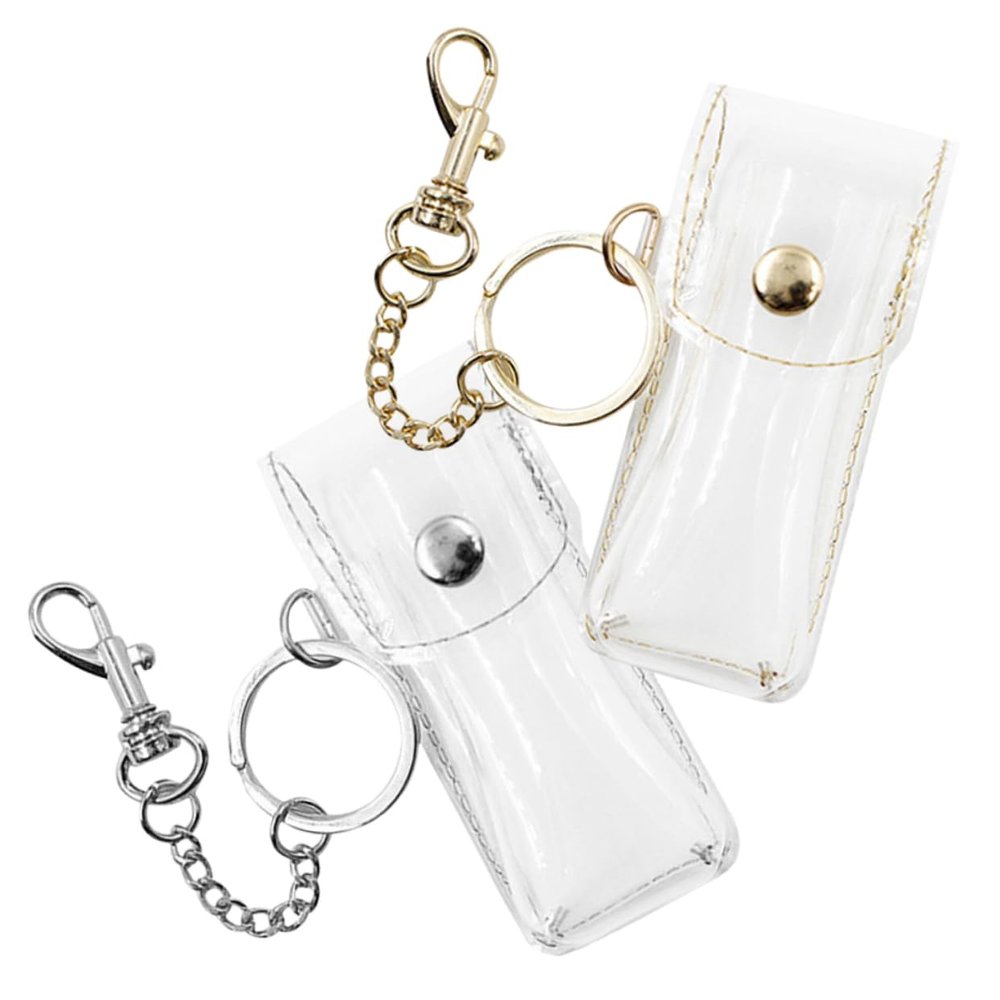 Beatifufu 2pcs Lipstick Holder for Purse Lip Gloss Storage stick Keychain Sleeves stick Holder Covers Gloss Organizer s Keychain stick Case Pvc Travel Mini Bag Key Chain