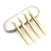 4PCS Eyelash Tweezers Stainless Steel Straight + Curved Colored Tweezers For Nail Art Sticker Makeup Tool Clip Pliers Eyelash Extension Tweezers 4PCS Lash Tweezers Set False Eyelash Extension Clip view 1