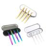 4PCS Eyelash Tweezers Stainless Steel Straight + Curved Colored Tweezers For Nail Art Sticker Makeup Tool Clip Pliers Eyelash Extension Tweezers 4PCS Lash Tweezers Set False Eyelash Extension Clip view 2