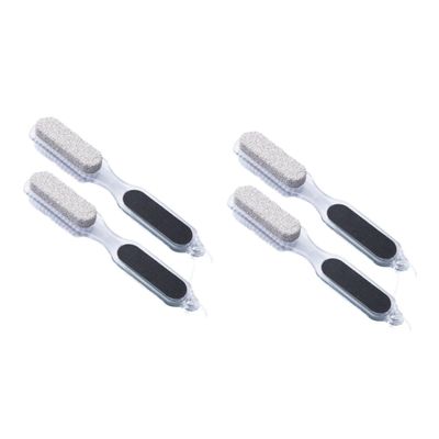 POPETPOP 4pcs Ergonomic Foot Care Kit Exfoliating Brush Pumice Stone Nail File and Rasp for Smooth Skin Home Pedicure Tools